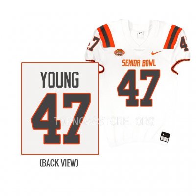 Men's Alabama Crimson Tide #47 Byron Young 2023 Senior Bowl American team White NCAA Uniform College Football Jersey 2403DPXQ4